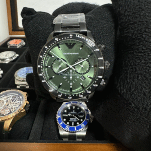 Relógio Masculino Luxo 43mm Quartz Cronógrafo Cristal Mineral