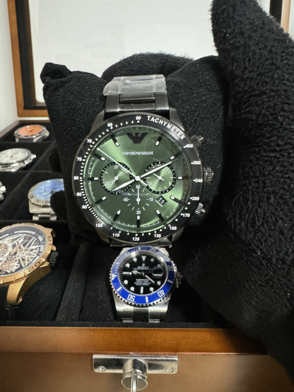 Relógio Masculino Luxo 43mm Quartz Cronógrafo Cristal Mineral