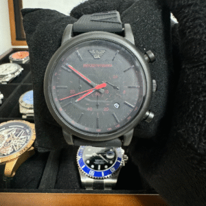 Relógio Masculino Luxo 43mm Quartz Cronógrafo Cristal Mineral