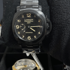 Relógio Masculino Luminor 44mm Automático GMT Cerâmica Vidro Safira