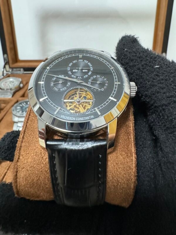 Relógio Masculino Luxo 43mm Automático Couro Vidro Safira - Image 9
