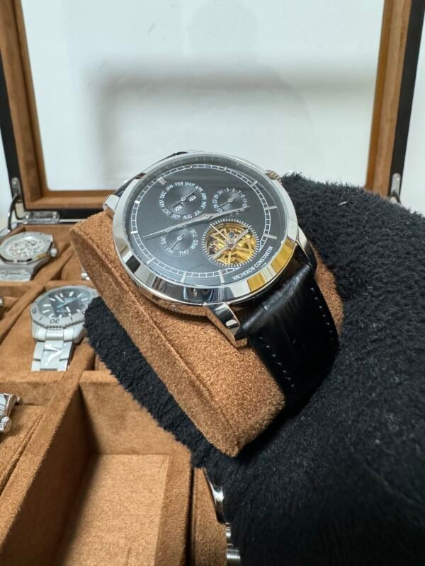 Relógio Masculino Luxo 43mm Automático Couro Vidro Safira - Image 10