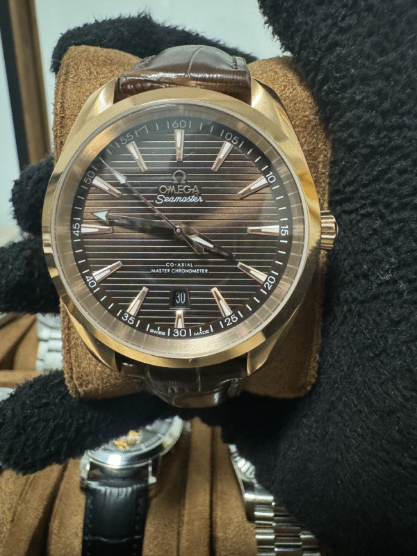 Relógio Masculino Aqua Terra 41mm Automático Couro Vidro Safira - Image 8