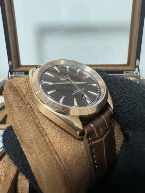 Relógio Masculino Aqua Terra 41mm Automático Couro Vidro Safira - Image 5
