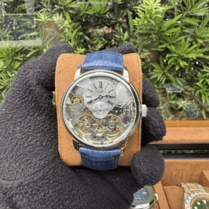 Relógio Luxo Tourbillon 42mm Automático Safira Couro