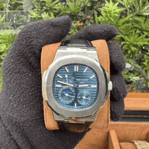 Relógio Nautilus 40mm Automático Couro Safira Cerâmica