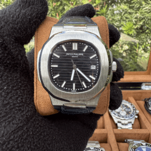 Relógio Luxo 40mm Automático Couro Vidro Safira